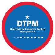 DTPM logo: blue circle with red rim, white star, and text 'DTPM' plus 'Directorio de Transporte Público Metropolitano'.