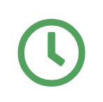 Green clock icon representing time or scheduling