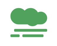 Green cloud icon with three data lines underneath, representing cloud storage or data.
