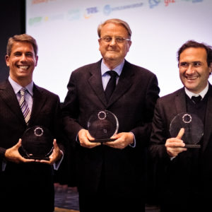 Laudemar Agiar, Mayor Marcio Lacerda, and Ciro Biderman - 2015 Sustainable Transport Award