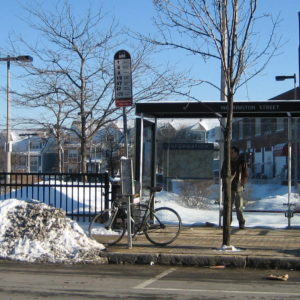 Bus Stop Surrounded by Surface Parking in Roxbury, Boston
