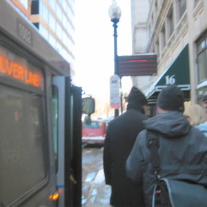 Queuing to Board the Silver Line Washington Street