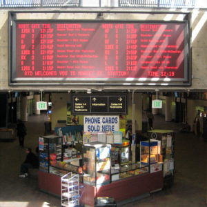 Denver Market Street station-departure board