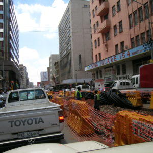 BRT construction in downtown