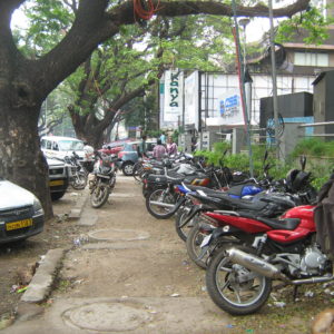 Footpath encroached by parking