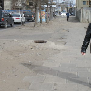 Open manhole cover in pedestrian path_UB_April2011_MK