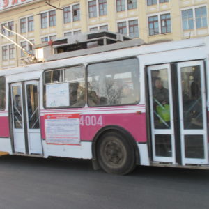 Electric bus on Peace Avenue_UB_April2011_MK