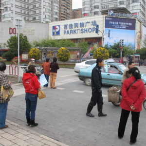 Park-and-Ride near pedestrian zone in city center_Kunming_March2011_MK