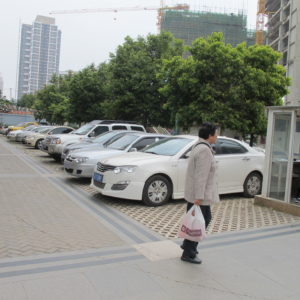 Valet parking in a setback with semi-permeable pavement_Kunming_March2011_MK