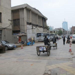 Valet parking in highrise and midrise area with no sidewalks for pedestrians_Kunming_March2011_MK