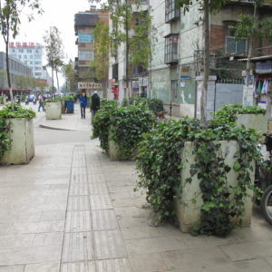 Planters blocking pedestrian path_Kunming_March2011_MK