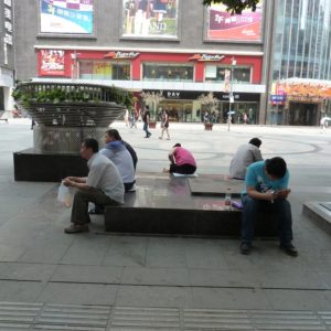 Informal seating at pedestrian mall