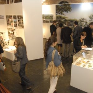 Guests looking at exhibit