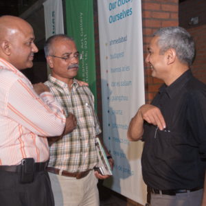 Architect Bimal Patel intercating with government officials at OCO launch in Ahmedabad