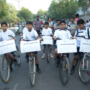 young participants at cycle rally