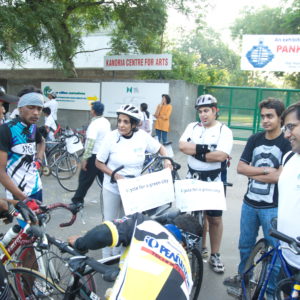 Participants at cycle rally.