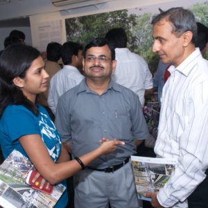 Visitors at Vision of 10 global cities exhbition at KCA, Ahmedabad.